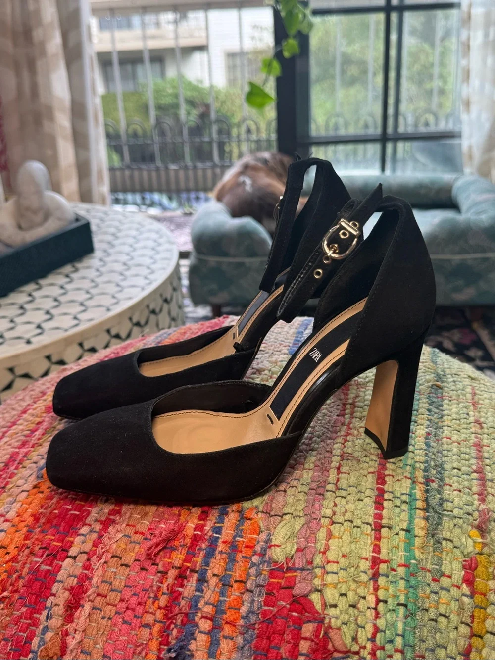 ⚫️▪️ Zara Black Ankle-Strap Block Heels ▪️⚫️